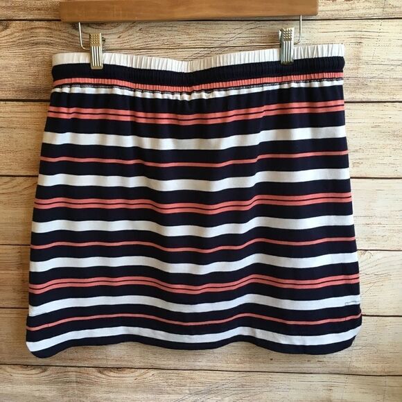 SUNDAY SOFT KNIT SKIRT IN NAVY AND CORAL STRIPES - Picture 5 of 5